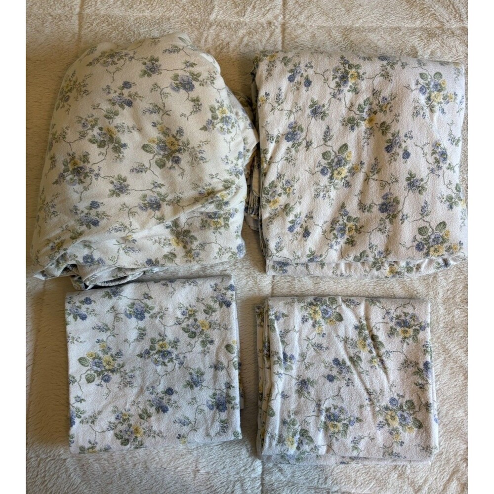 Vintage Laura Ashley King Sheet Set 4pc Farmhouse Cottage Shabby Chic Percale